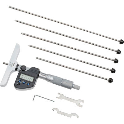 Mitutoyo 329-350-30 Digimatic 0-6"/152.4MM Digital Depth Micrometer W/Output & Ratchet Stop Thimble