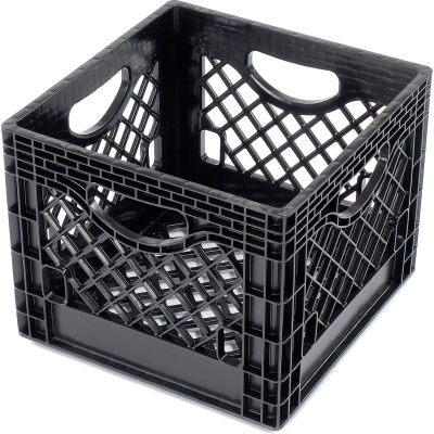 Dairy Milk Crate, 13"L X 13"W X 11"H, Black - Pkg Qty 10