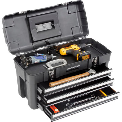 Waterloo PP-2314BK Plastic Portable 3-Drawer Chest - Black