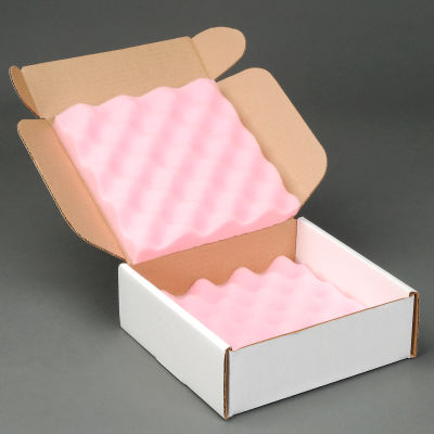 Anti Static Foam Shippers, 8"W x 8"L x 2-3/4"D, White - Pkg Qty 24