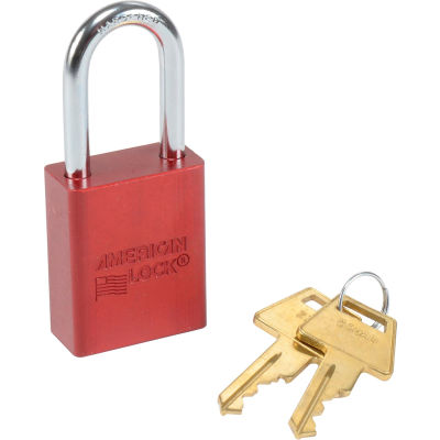 American Lock® No. A1106RED Solid Aluminum Rectangular Padlock, Red - Pkg Qty 6