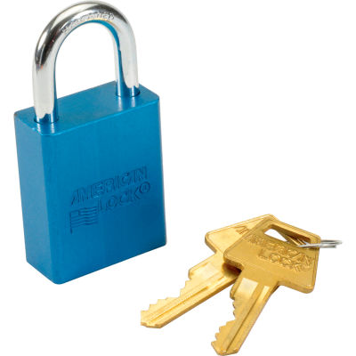American Lock® No. A1105BLU Solid Aluminum Rectangular Padlock, Blue - Pkg Qty 6