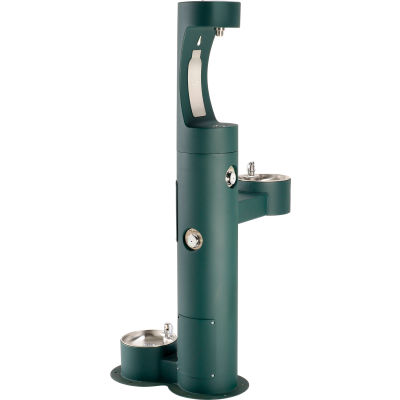 Elkay LK4420BF1UDB, Tri-Level Outdoor Pedestal Tubular W/Pet Fountain, Upper Water Refilling Station