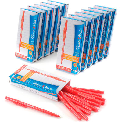 Paper Mate® Write Bros Ballpoint Stick Pen, Medium, Red Ink, Dozen