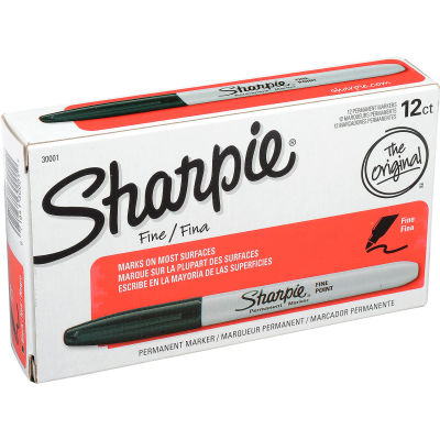 Sharpie® Permanent Marker, Fine Point, Black Ink - Pkg Qty 12