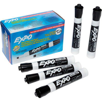 Sanford® Expo Low Odor Dry Erase Marker, Chisel Tip, Black Ink - Pkg Qty 12