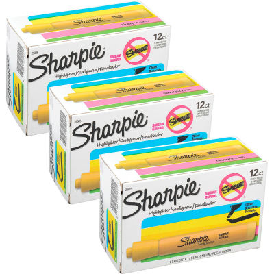 Sharpie® Accent Tank Highlighter, Smear Guard, Chisel Tip, Yellow Ink - Dozen - Pkg Qty 12