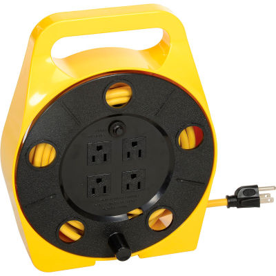 Bayco® Quad Plug Cord Reel SL-755, 16/3 GA, 25'L Cord, Yellow