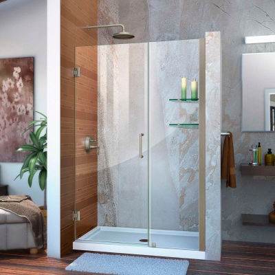 DreamLine™ Unidoor Frameless Adjustable Shower Door SHDR-20487210S-04 W/Glass Shelves, 48"-49"