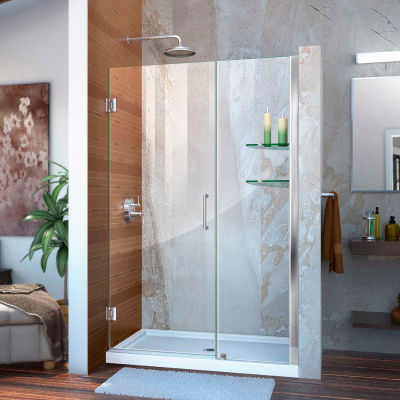 DreamLine™ Unidoor Frameless Adjustable Shower Door SHDR-20437210S-01 W/Glass Shelves, 43"-44"