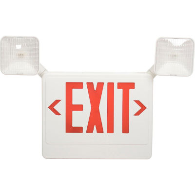 Howard Lighting Exit/Emergency, 120/277V, 6V Battery, Plastic, White Reflector, Red Letter