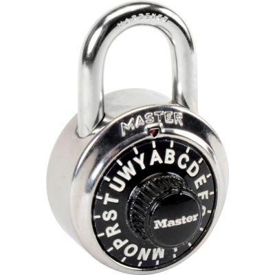 Master Lock® No. 1572 3-Letter-Combo Padlock 3/4" Inside Shackle HT, Control Chart,Bk Dial