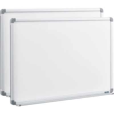 Global Industrial™ Magnetic Whiteboard - 36 x 24 - Steel Surface - Aluminum Frame - Pack of 2