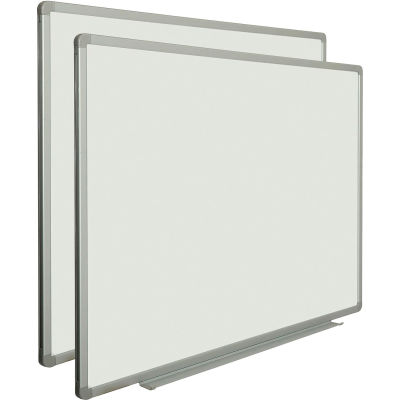Global Industrial™ Magnetic Whiteboard - 48 x 36 - Steel Surface - Aluminum Frame - Pack of 2