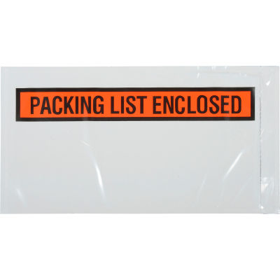 Packing List Envelopes - "Packing List Enclosed" 5-1/2" x 10" Panel Face, Orange - 1000/Case