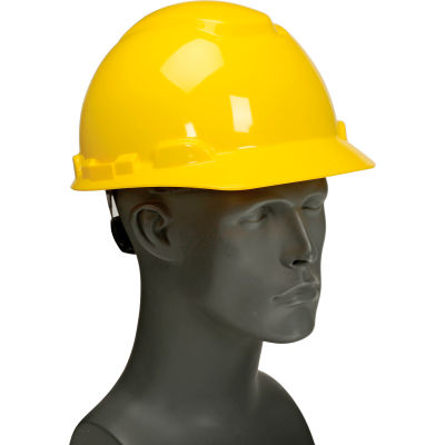 3M™ Hard Hat With UVicator, H-702R-UV, Yellow, 4-Point Ratchet Suspension
