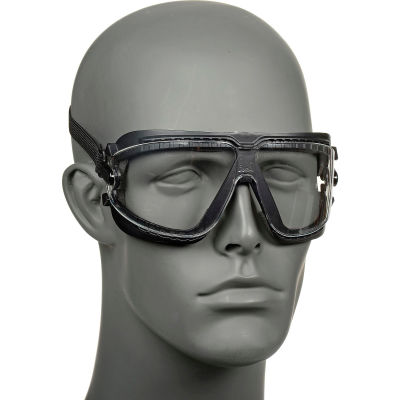 3M™ Gogglegear™ Safety Goggle With Strap & Headband, Clear Lens, Black Frame, Medium