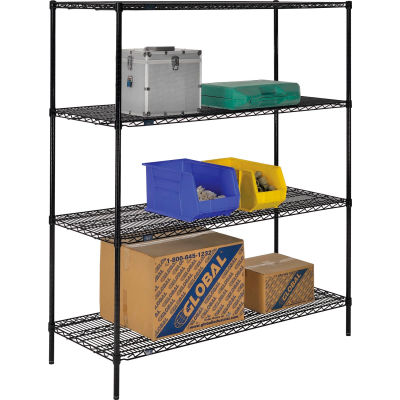 Nexel® Black Epoxy Wire Shelving Starter 60"W x 24"D x 74"H