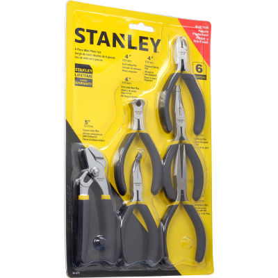 Stanley 84-079 6 Piece Basic Miniature Plier Set (Long Nose, Diagonal, Tongue & Groove, End Cutter)