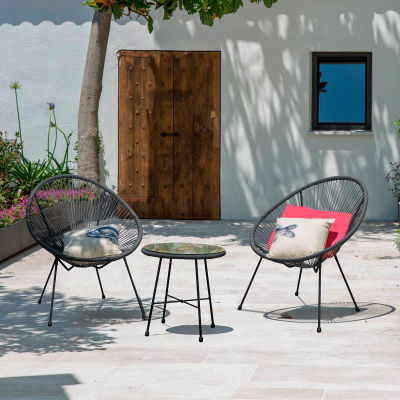 DUKAP® Outdoor Sassio 3 Piece Conversation Patio Set, Gray