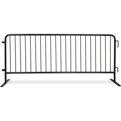 Queue Solutions CrowdMaster™ 1000 Steel Barricade, 100"L x 43"H, Flat Feet, Black