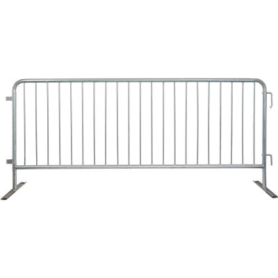 Queue Solutions CrowdMaster™ 1000 Steel Barricade, 100"L x 43"H, Flat Feet, Galvanized