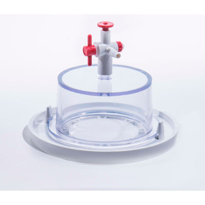 Bel-Art Clear Polycarbonate Mini Vacuum Desiccator with White Polypropylene Bottom, 0.02 cu. ft.