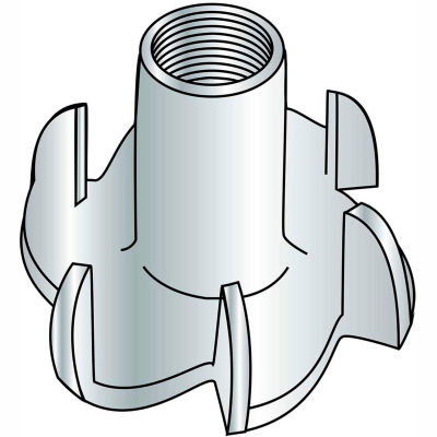 Tee Nut - 1/4-20 x 7/16" L - 4 Prong - Steel - Zinc CR+3 - Pkg of 250 - Brighton-Best 302520