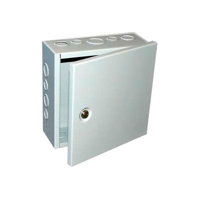 Bud Jbh-4959-Ko Nema 1 Sheet Metal Box With Hinged Cover And Knockouts 8" W X 6" D X 10" H-Min Qty 4