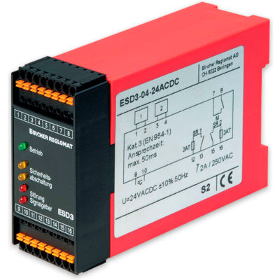 Bircher Reglomat ESD3-04-24ACDC Safety Controller, Automatic reset, 24VAC/DC, Safety Category 3 CEN