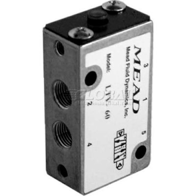 Bimba-Mead Air Valve LTV-60, 5 Port, 2 Pos, Air Pilot Valve, 1/8" NPTF Port, Sngl Pressure Actr