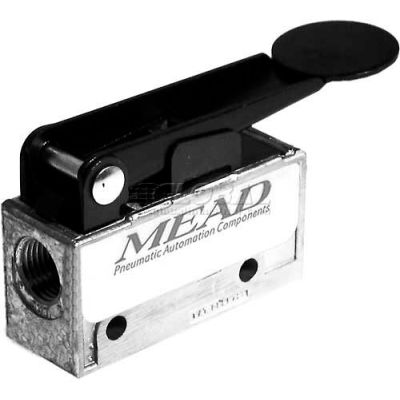 Bimba-Mead Air Valve MV-50, 3 Port, 2 Pos, Manual, 1/8" NPTF Port, Fingertip Lever Actuator