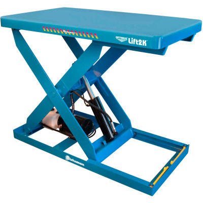 Bishamon® OPTIMUS Hand Control Power Scissor Lift Table, 48 x 28", 2000 Lb. Cap.
