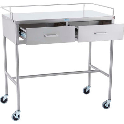 Blickman 7856SS Crescent Utility Table with H-Brace, 36"L x 20"W x 34"H