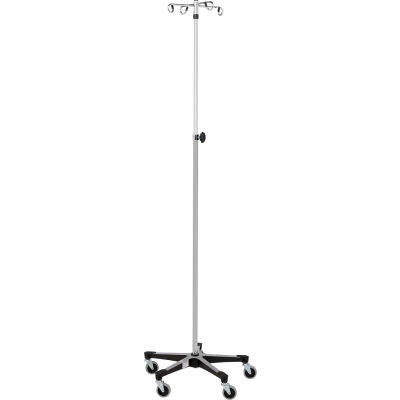 Blickman 1350-4 Heavy Duty Chrome IV Stand with 5-Leg Base, 4-Hook, 56"-100" Height