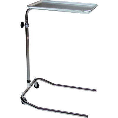 Blickman 1515 Chrome Single-Post Mayo Stand, 12-5/8" x 19-1/8" Tray