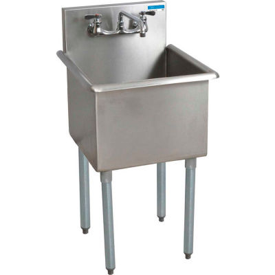 BK Resources® 1-Compartment Budget Sink, 24 X 24 X 14 Deep, 8 Faucet Holes, Galvanized Legs