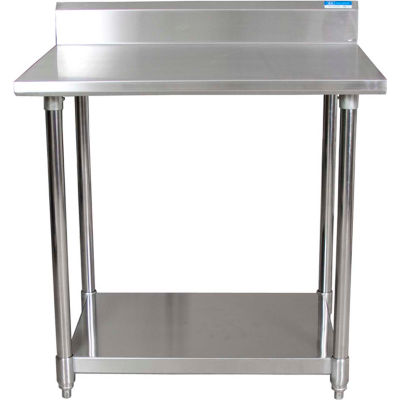 BK Resources Workbench W/Undershelf, 16 Ga. 304 Stainless, 5" Backsplash, Galv. Shelf, 48"Wx30"D