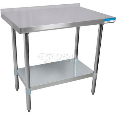 BK Resources VTTR-7230 18 Gauge Workbench 430 Stainless Steel - 1-1/2" Backsplash & Galv Frame 72x30