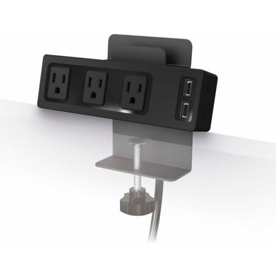 Balt® 66675 Desktop Clamp-on AC Power Outlet and 2.1A USB Charging Hub with Tablet Stand