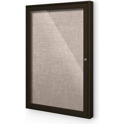 Balt® Outdoor Enclosed Bulletin Board Cabinet,1-Door 18"W x 24"H, Coffee Trim, Gray