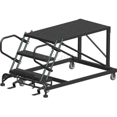 3 Step Heavy Duty Steel Mobile Work Platform - 24" x 60" Platform - SNR3-24-60PD