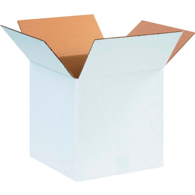 Cardboard Corrugated Boxes 12" x 12" x 12" 200#/ECT-32, White - Pkg Qty 25