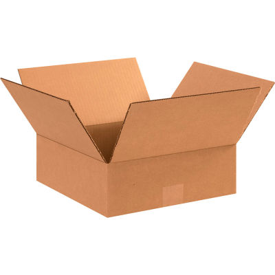 Global Industrial™ Flat Cardboard Corrugated Boxes, 12"L x 12"W x 4"H, Kraft - Pkg Qty 25