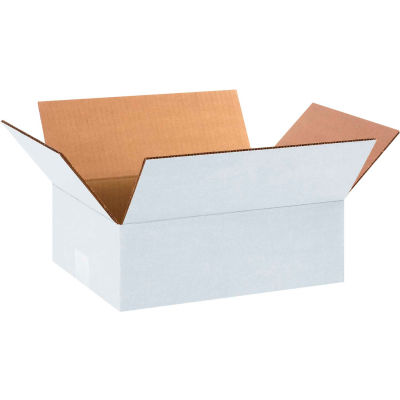 Global Industrial Cardboard Corrugated Boxes, 12"L x 9"W x 4"H, White - Pkg Qty 25