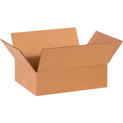 Global Industrial™ Flat Cardboard Corrugated Boxes, 14"L x 10"W x 4"H, Kraft - Pkg Qty 25