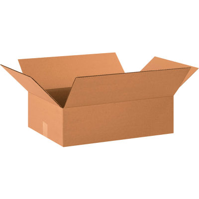 Global Industrial Flat Cardboard Corrugated Boxes, 20"L x 14"W x 6"H, Kraft - Pkg Qty 25