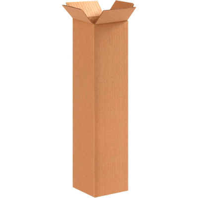 Global Industrial™ Tall Cardboard Corrugated Boxes, 4"L x 4"W x 16"H, Kraft - Pkg Qty 25