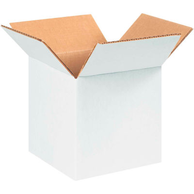 Cardboard Corrugated Boxes 6" x 6" x 6" 200#/ECT-32, White - Pkg Qty 25