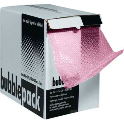 Anti-Static Bubble Roll with Dispenser Pack 24" x 175' x 3/16", Pink, 1 Roll